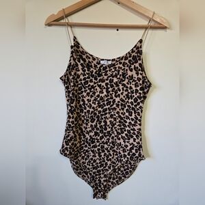3/$20 Leopard Print Jersey Full Back Bodysuit, Med